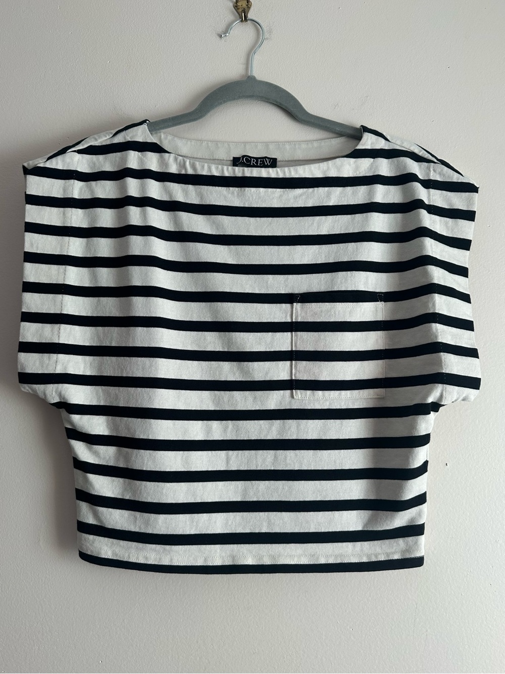 J. Crew • Boatneck Muscle T-Shirt in Stripe Mariner Cotton